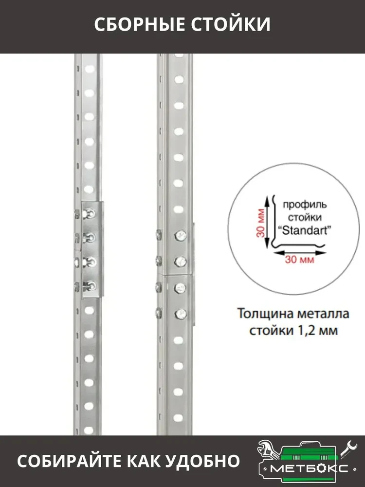 Металлический сборный стеллаж Практик 195x100x40 5 полок Металлический сборный стеллаж Практик 195x100x40 5 полок