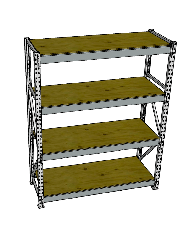 Стеллаж грузовой СГР 3000x1500x500 4 полки (фанера) купить в Североморске