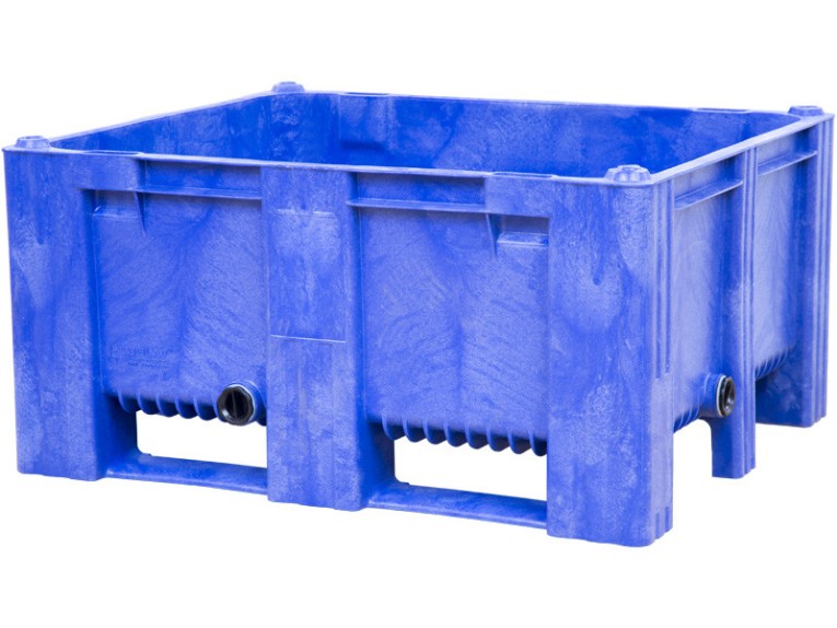 BoxPallet 1200х1000х580 мм сплошной на 2-х полозьях синий с 2 СП2 купить в Североморске