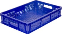 Ящик 600х400х120 перфорированный, с ручками синий Ящик 600х400х120 перфорированный, с ручками синий