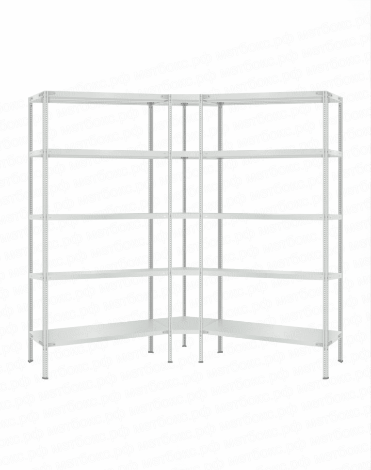 Стеллаж угловой 2000х1500х1500 (5 ярусов глубиной 300мм) купить в Североморске