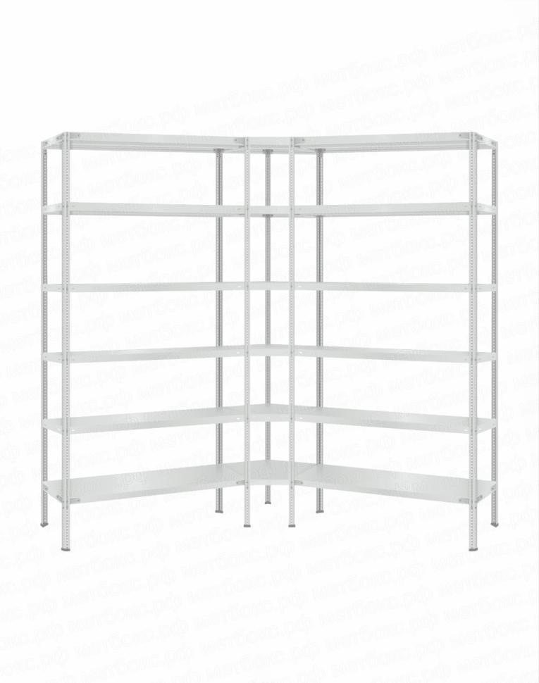 Стеллаж угловой 2000х1500х1500 (6 ярусов глубиной 300мм) купить в Североморске