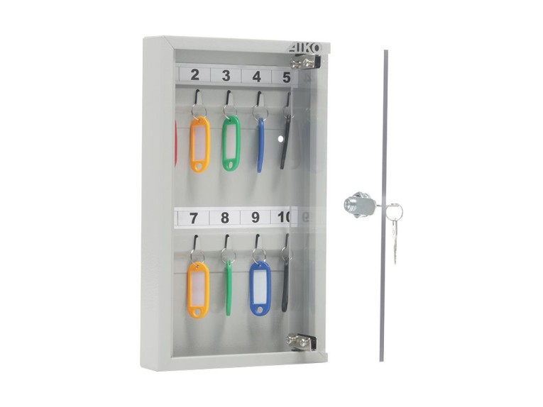 Ключница Практик KEY-10G - металлический шкаф на 10 ключей с замком