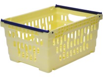 Ящик 400х300х200 со складываемыми ручками жёлтый Ящик 400х300х200 со складываемыми ручками жёлтый