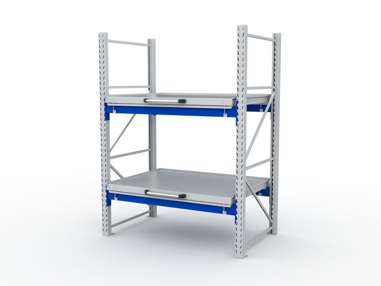 Стеллаж с выкатными платформами S-HEAVY 1000/1300 (2 яруса хранения) купить в Североморске