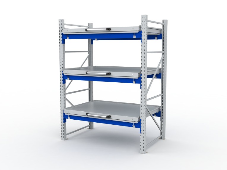 Стеллаж с выкатными платформами S-HEAVY 1000/1300 (3 яруса хранения) купить в Североморске