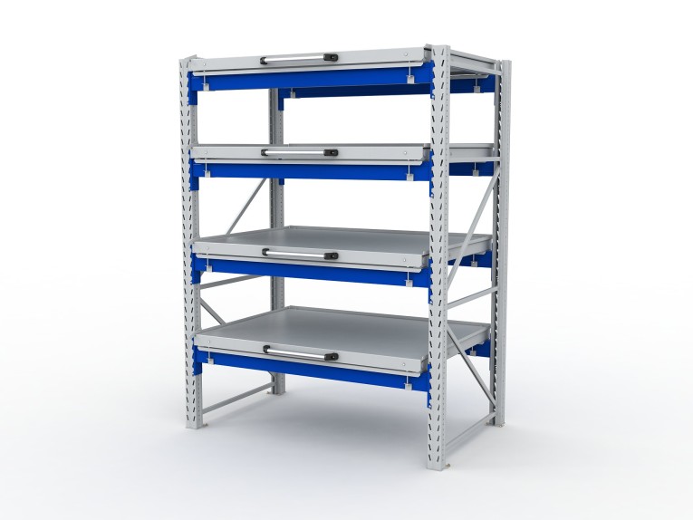 Стеллаж с выкатными платформами S-HEAVY 1000/1300 (4 яруса хранения) купить в Североморске