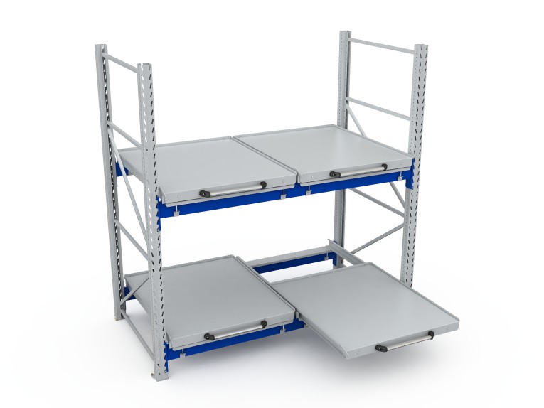Стеллаж с выкатными платформами S-HEAVY 500 (2 яруса хранения) купить в Североморске