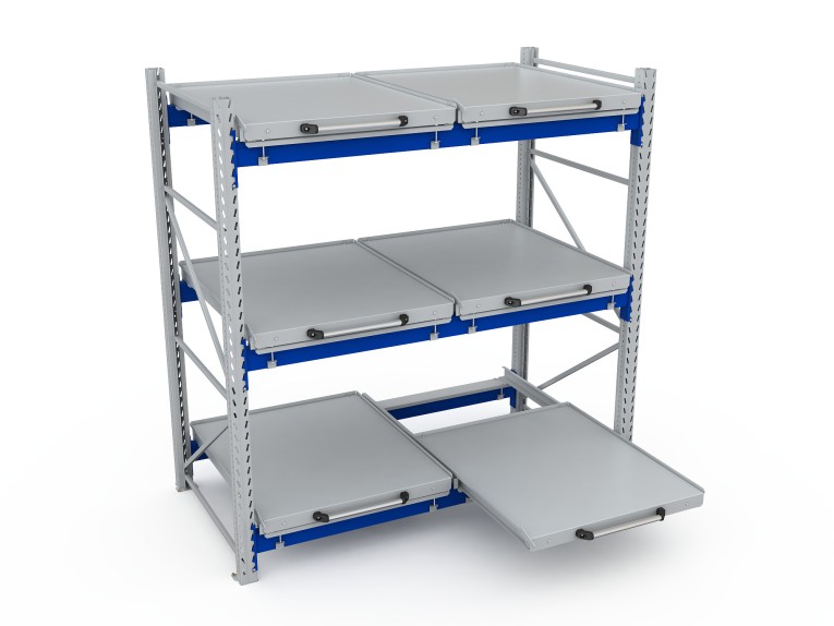 Стеллаж с выкатными платформами S-HEAVY 500 (3 яруса хранения) купить в Североморске