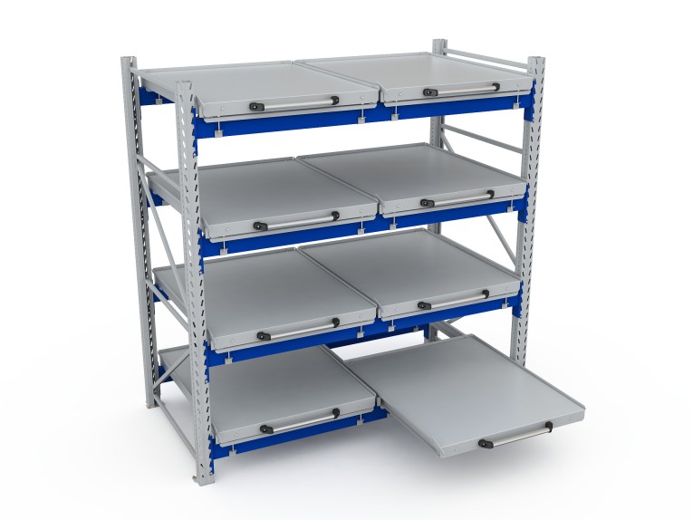 Стеллаж с выкатными платформами S-HEAVY 500 (4 яруса хранения) купить в Североморске