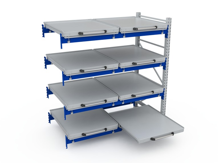 Стеллаж с выкатными платформами S-HEAVY 500 (4 яруса хранения) купить в Североморске